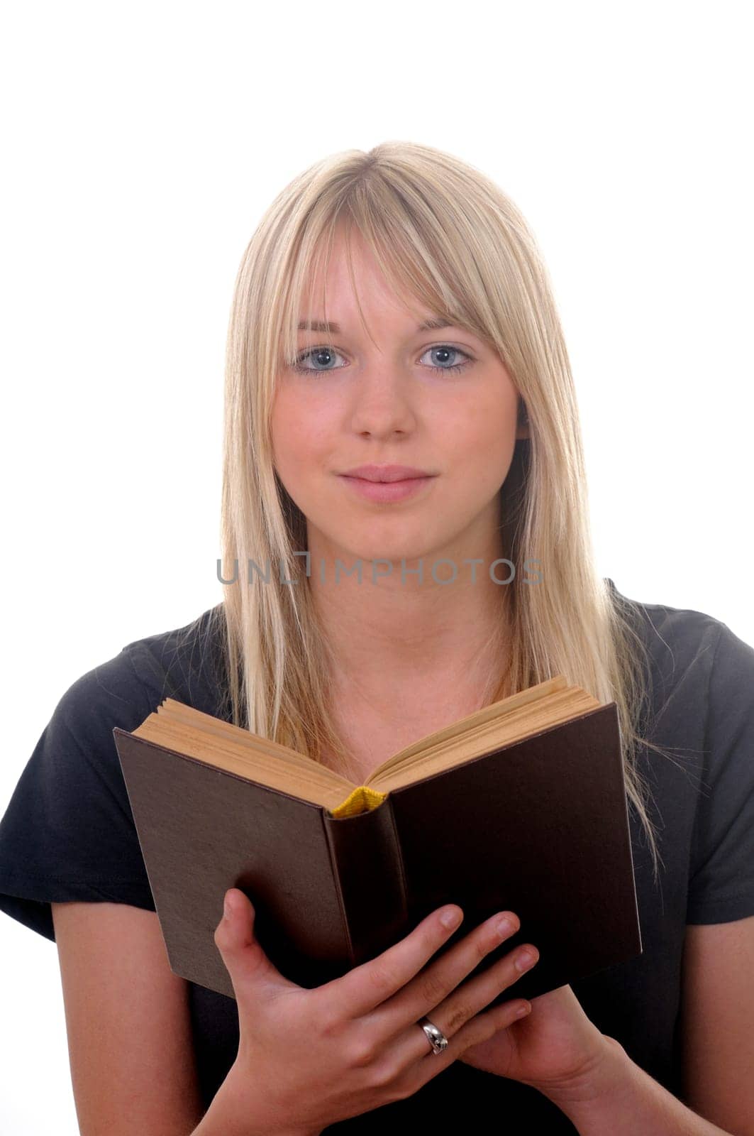 young woman with book