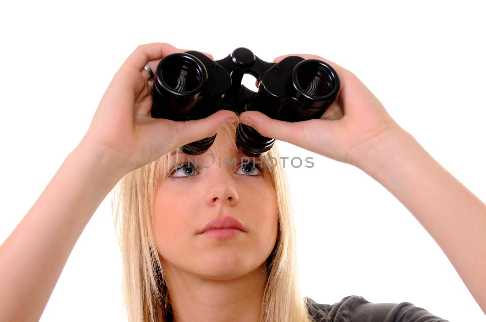 Young woman with binoculars