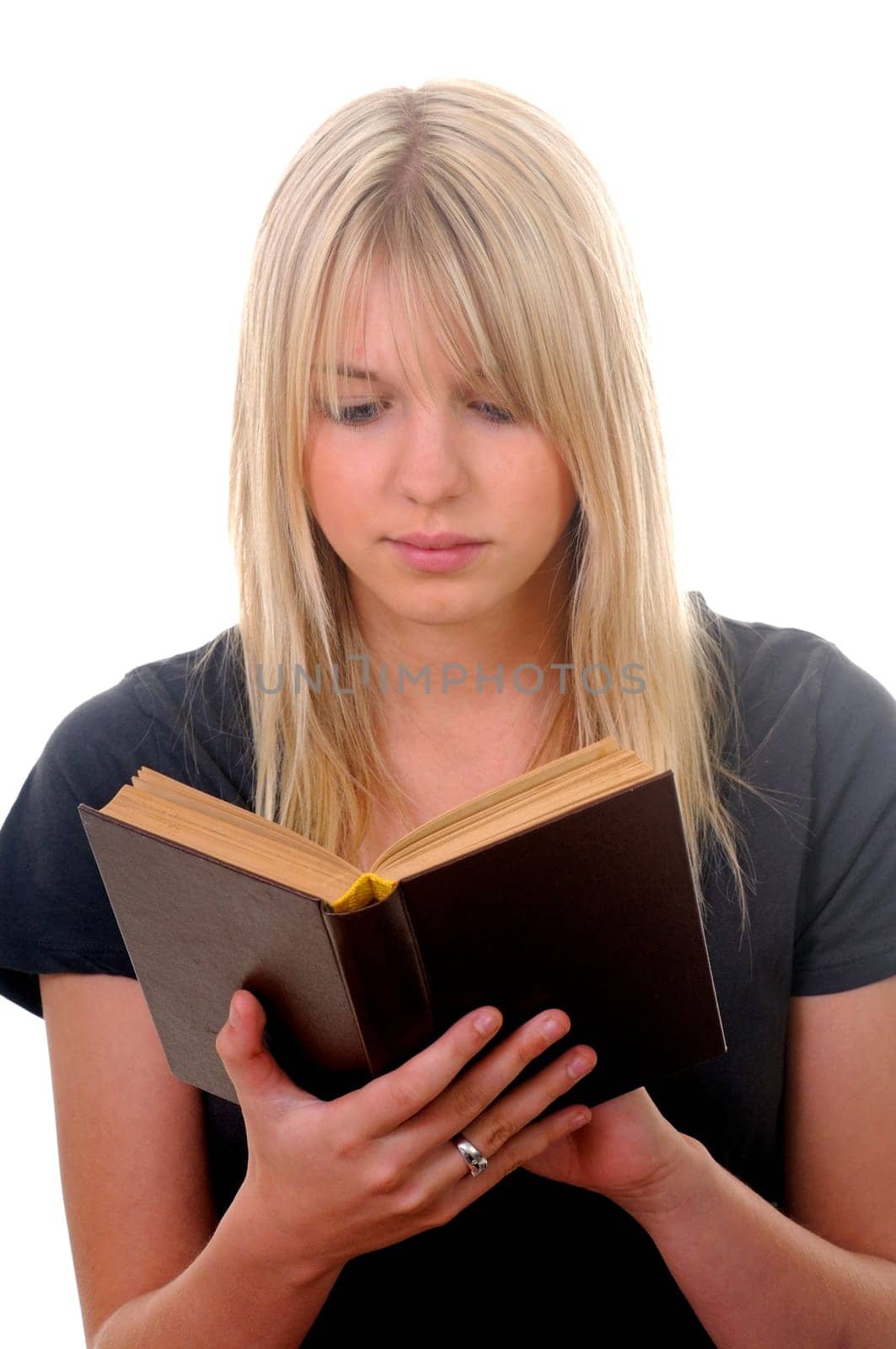 young woman with book