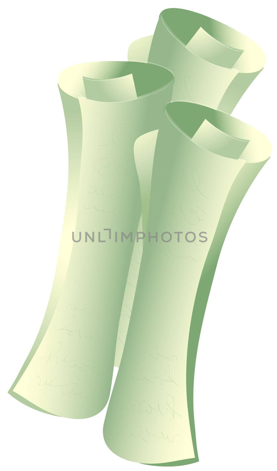A roll of  paper on the white background