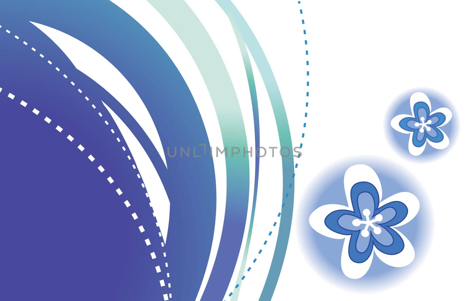 blue curve and flower