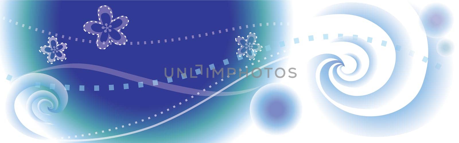 blue curves and flower background