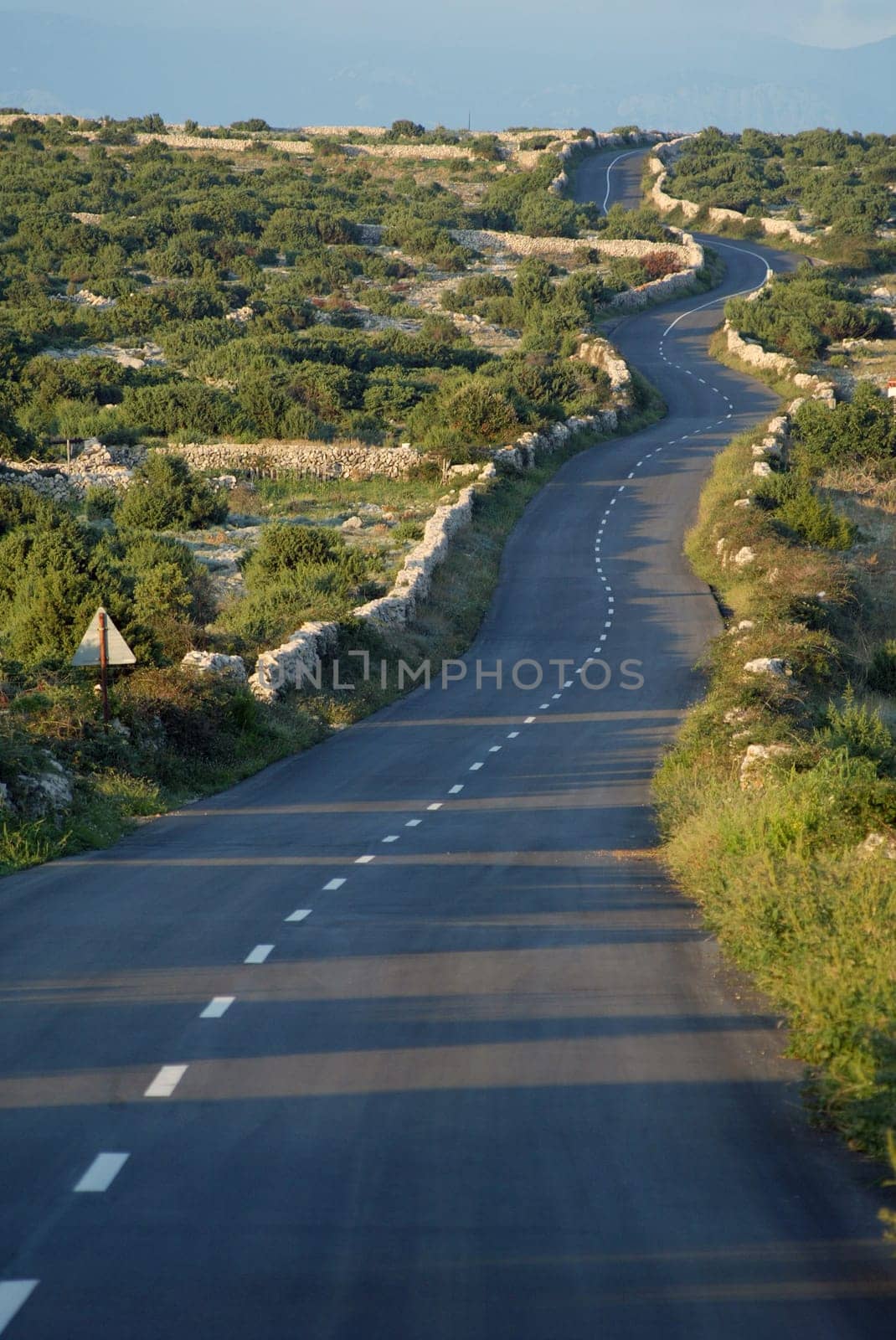 Asphalt winding road, Island of Pag, Cro