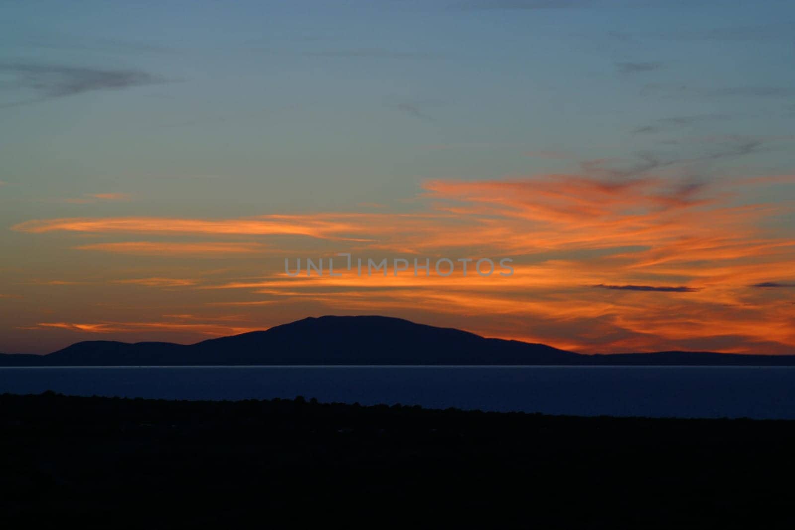 Sea and islands in Croatia at sundown