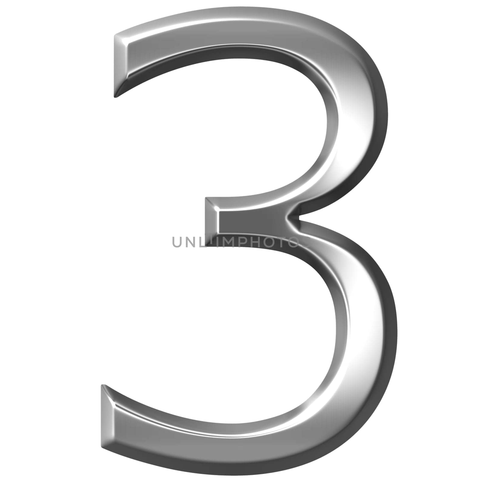 3D Silver Number 3