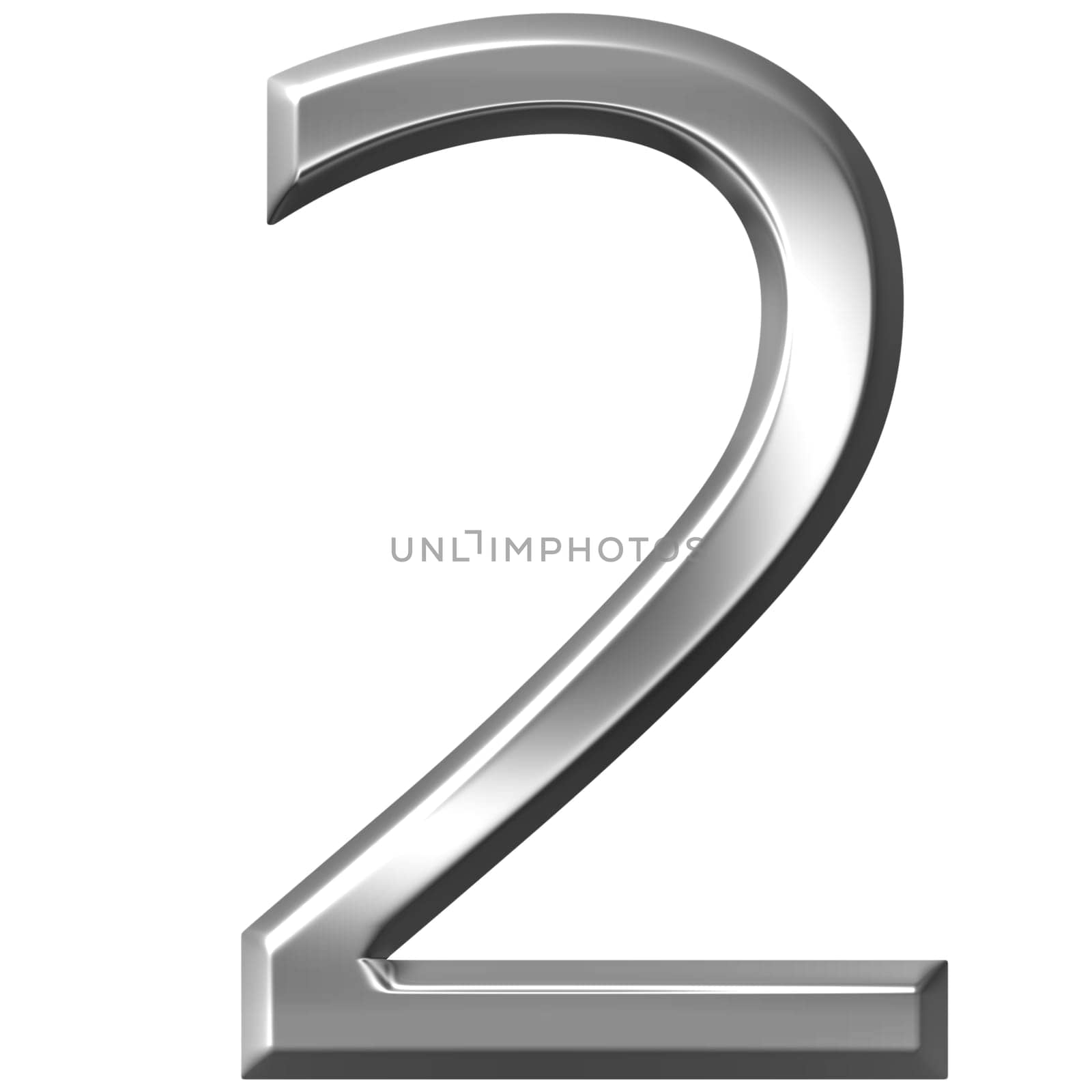 3D Silver Number 2