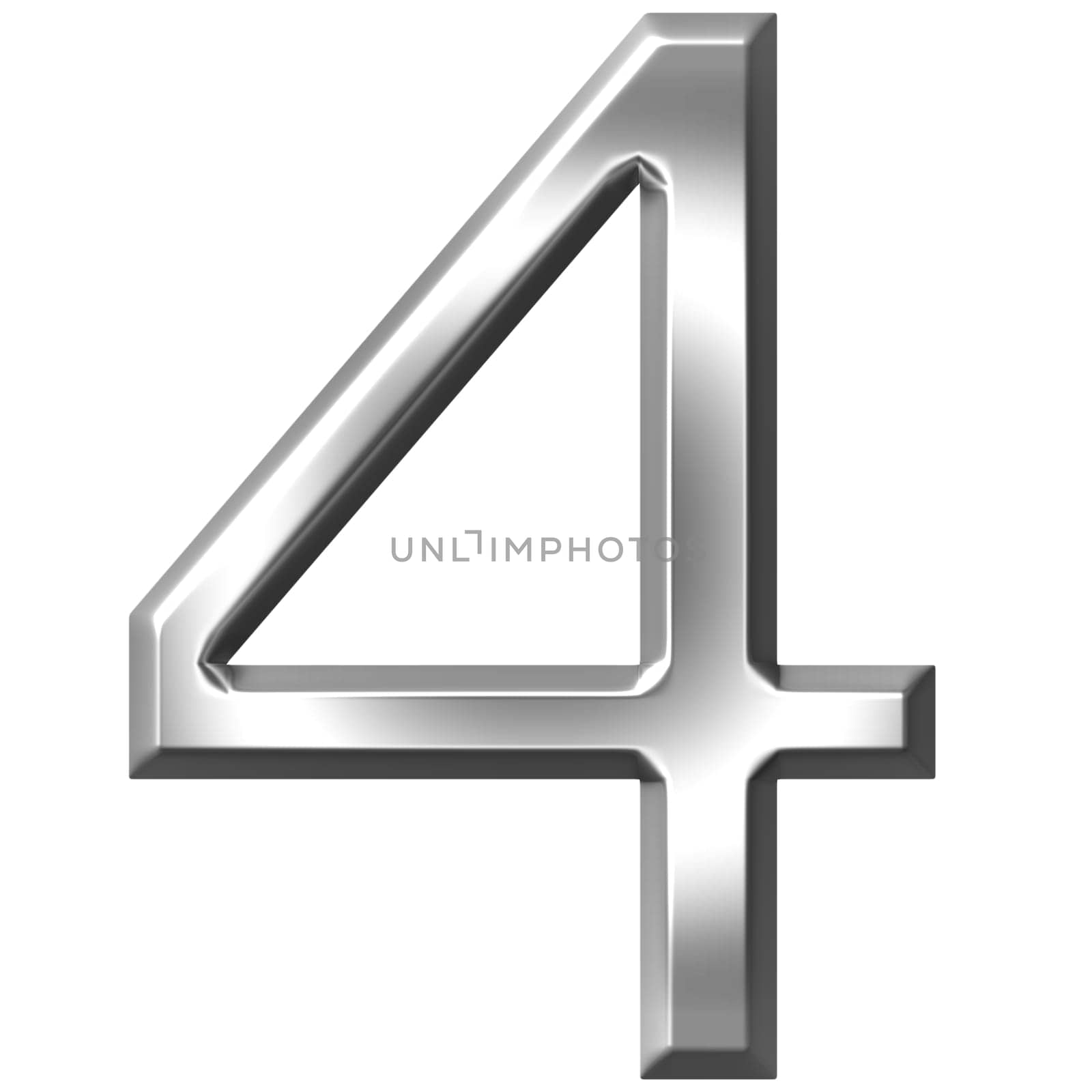 3D Silver Number 4