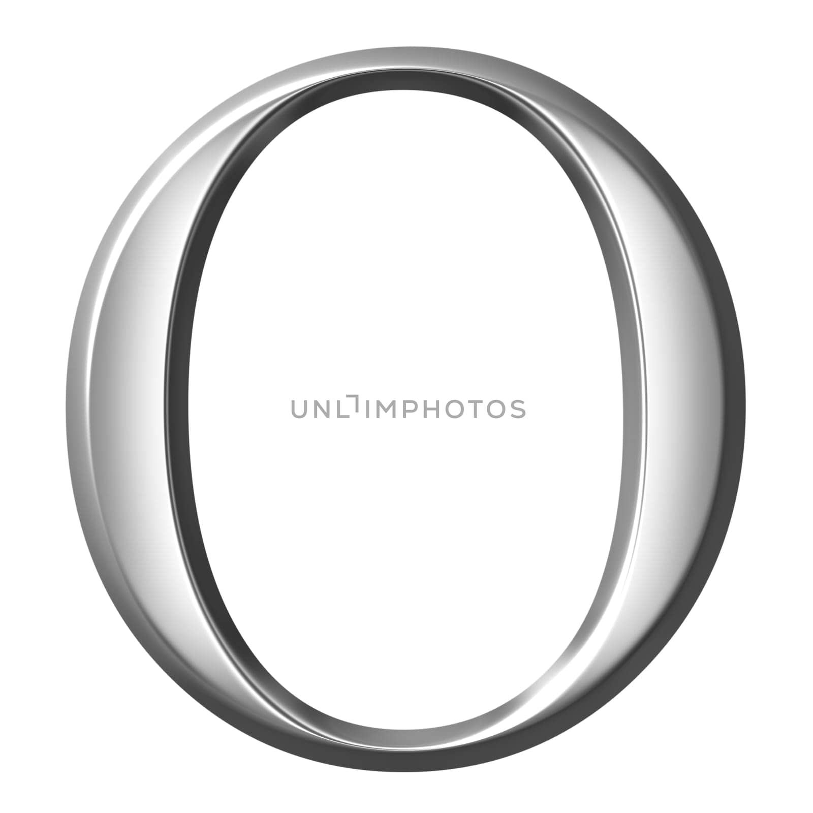 3D Silver Greek Letter Omikron