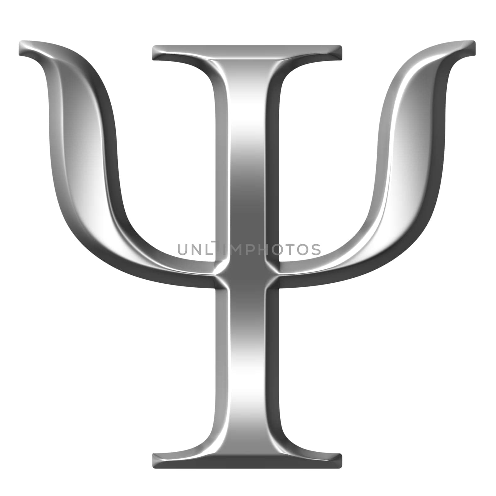 3D Silver Greek Letter Psi