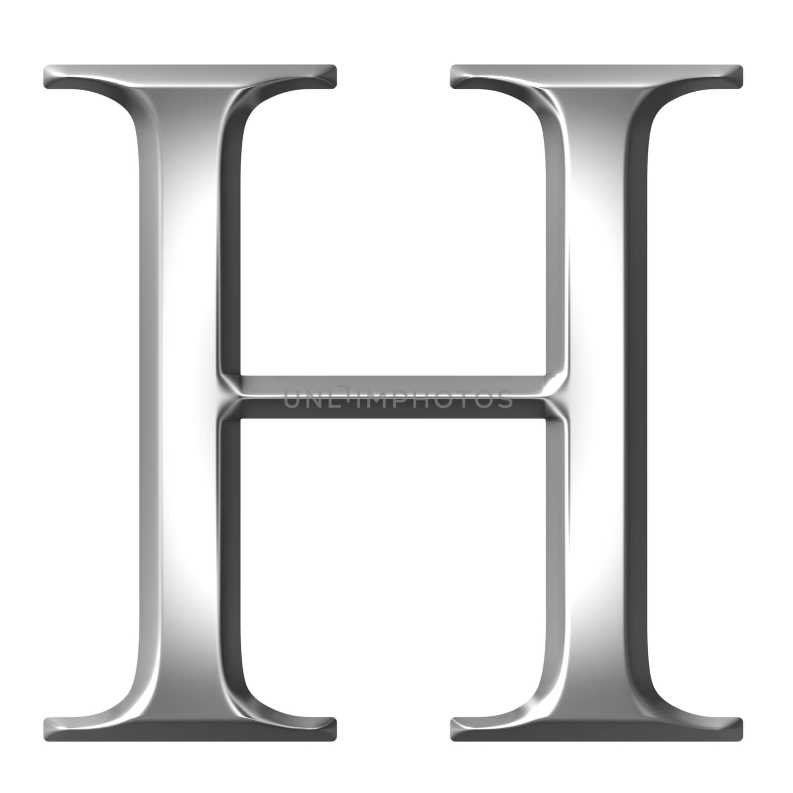 3D Silver Greek Letter Eta