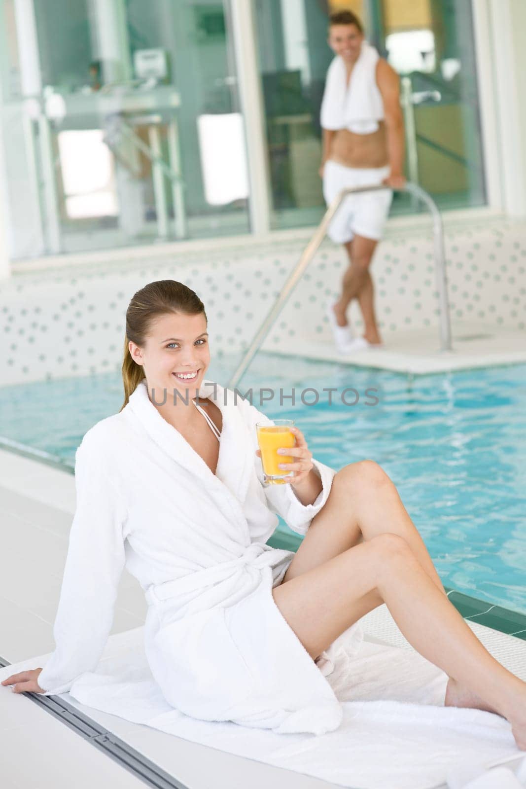 Luxury spa - woman relax at pool