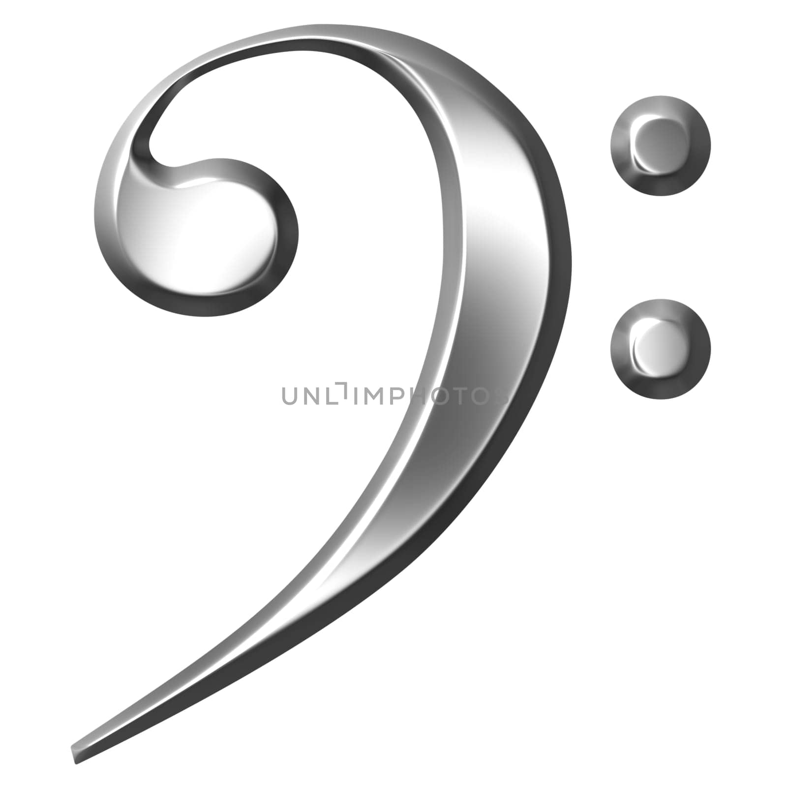 3D Silver Bass Clef