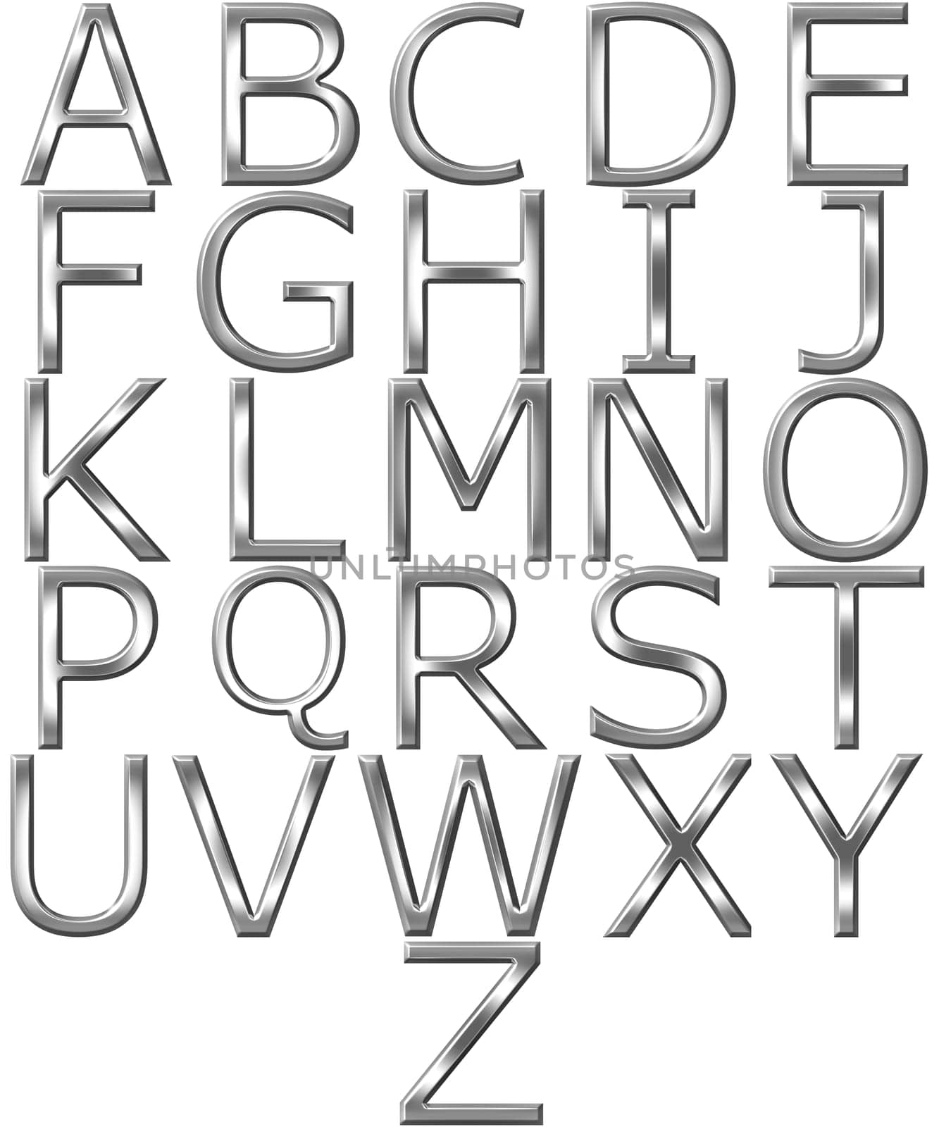 3D Silver Alphabet