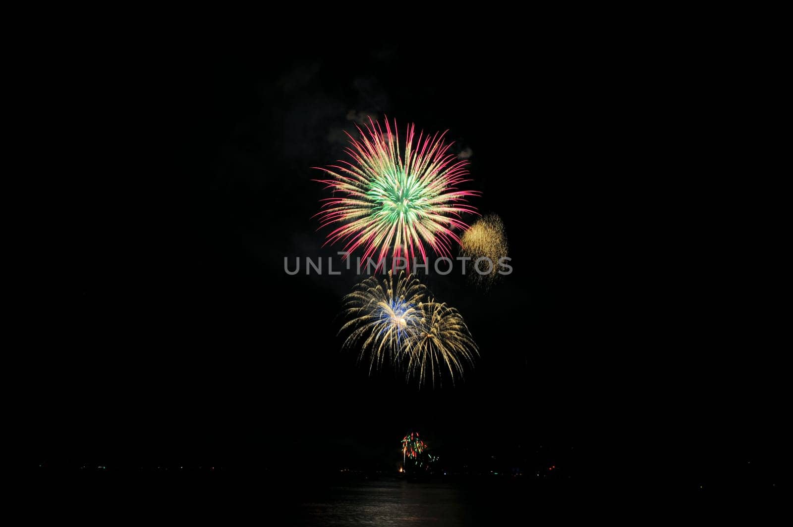 Pink Gold And Green Fireworks
