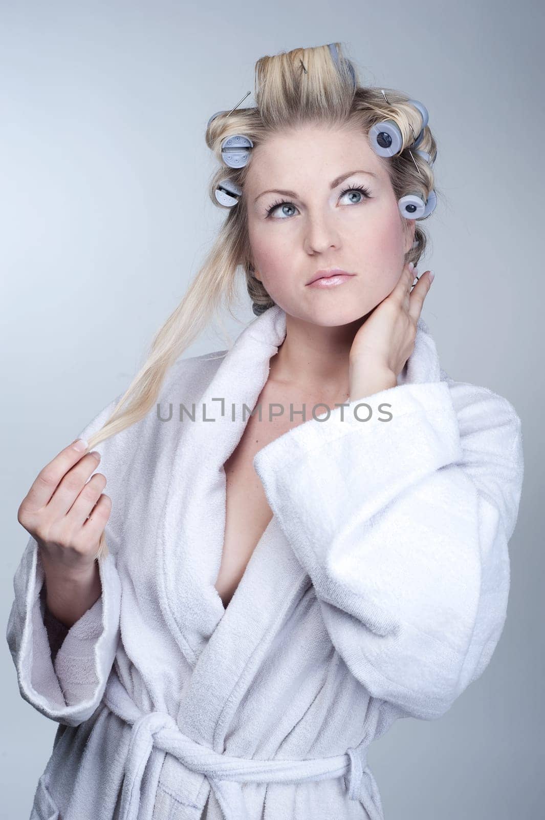 Woman with curlers