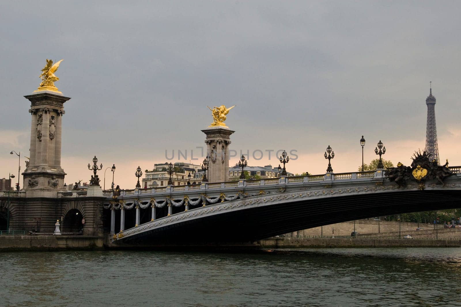 Paris and the river Seine at sunset