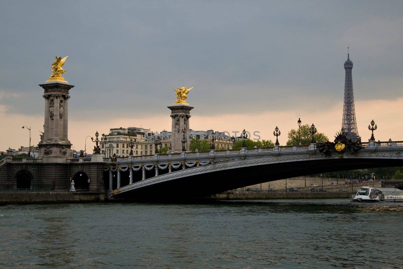 Paris and the river Seine at sunset