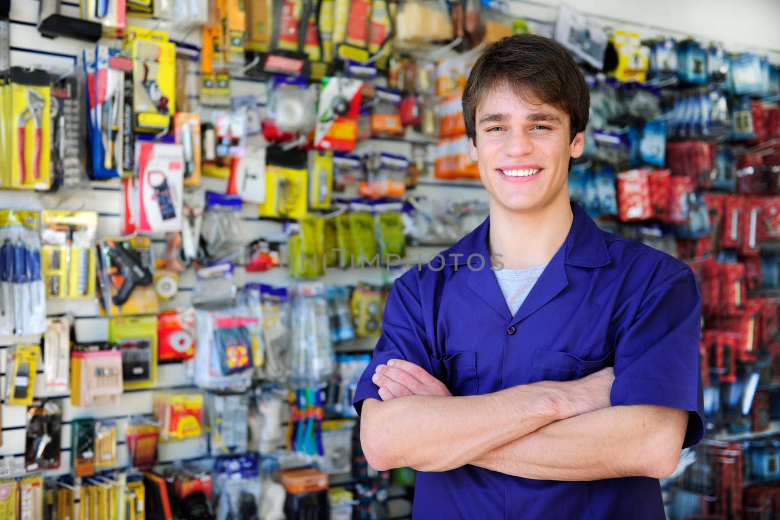 friendly salesman in the hardware store