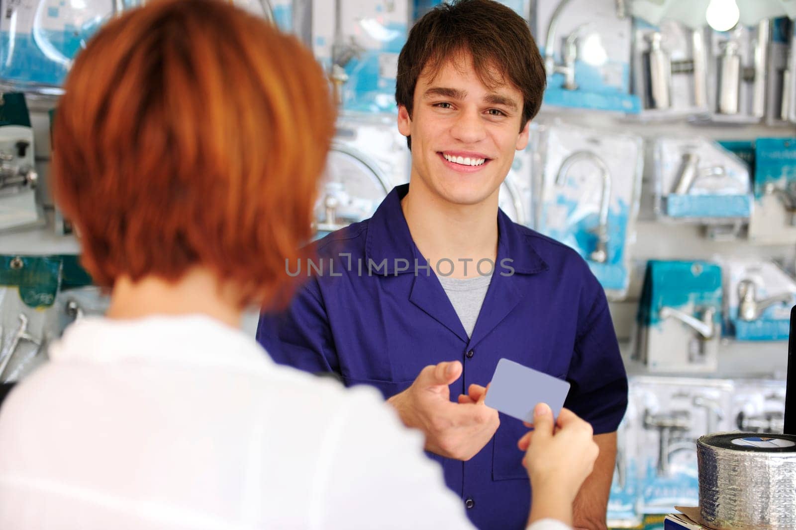 Seller receives bank card from customer