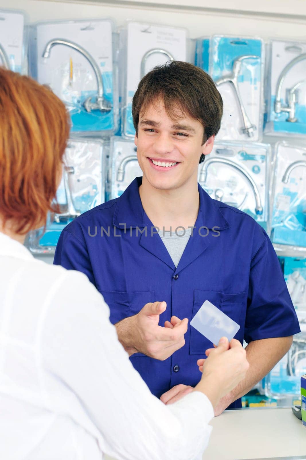 Seller receives bank card from customer