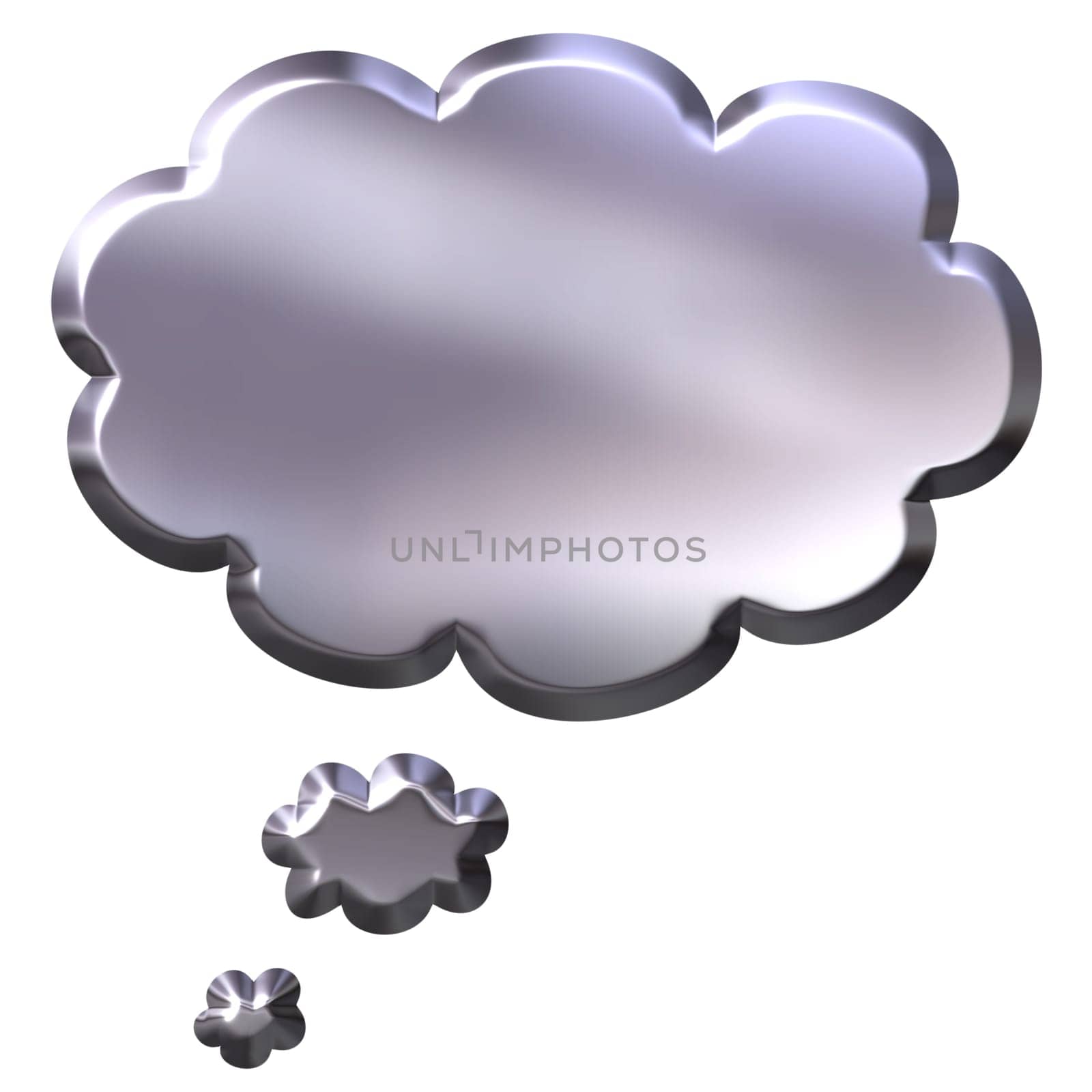 3D Silver Thought Bubble