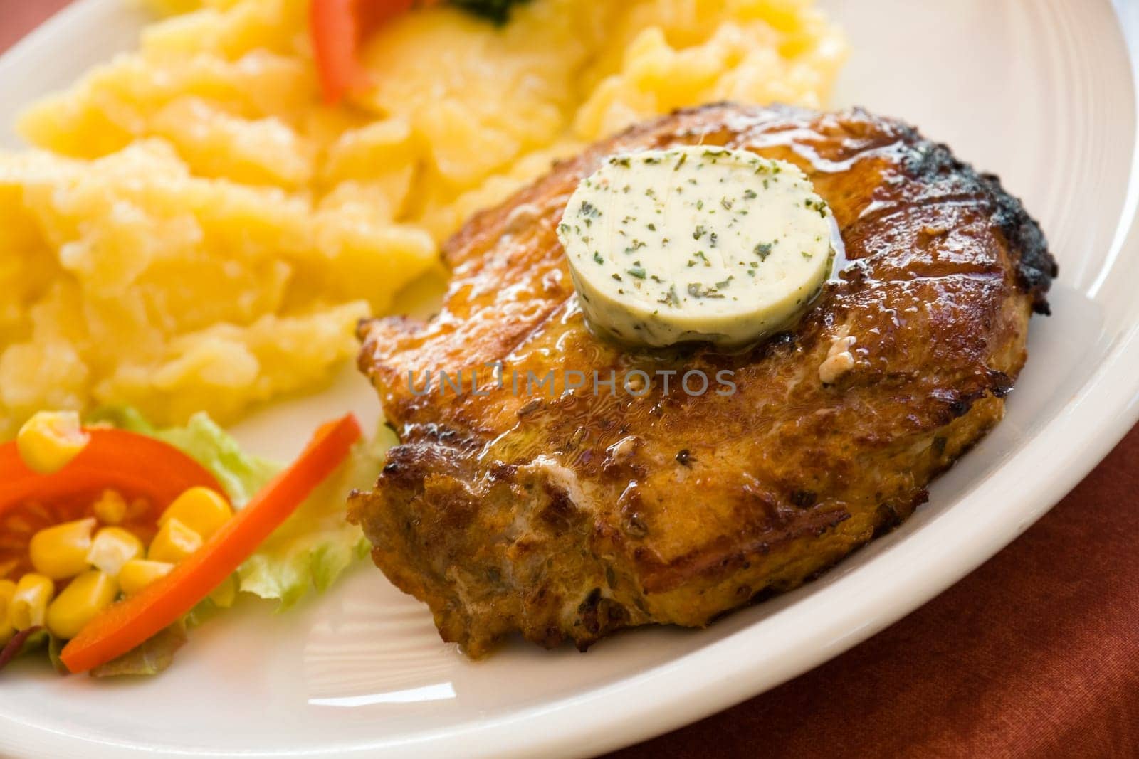 Pork steak,potato salad