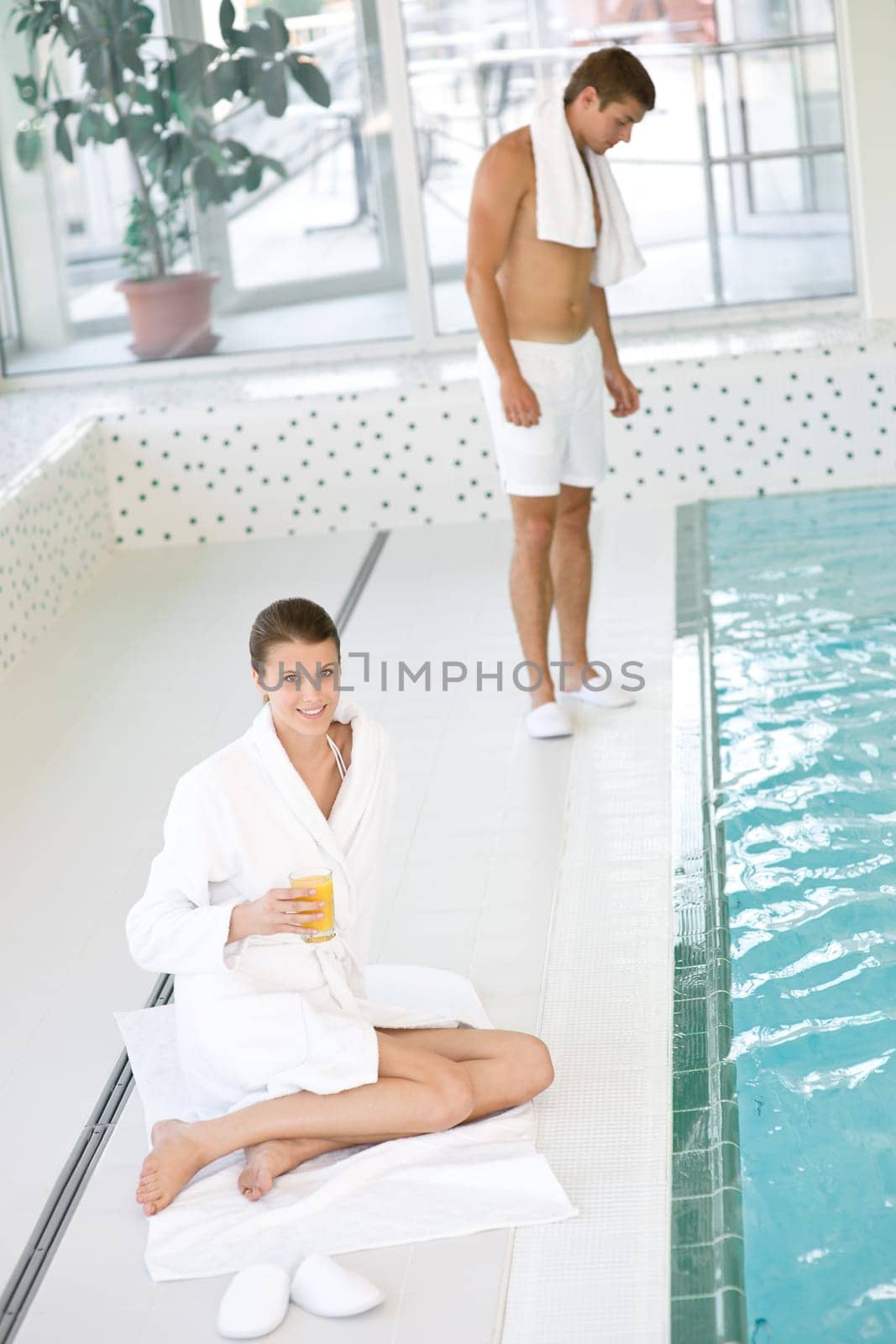 Luxury spa - young happy couple relax