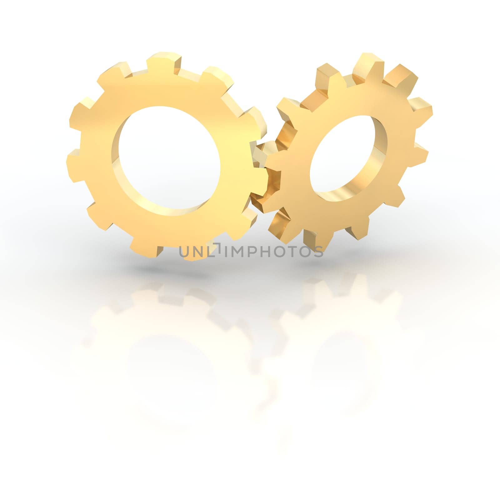 Two golden cogwheels