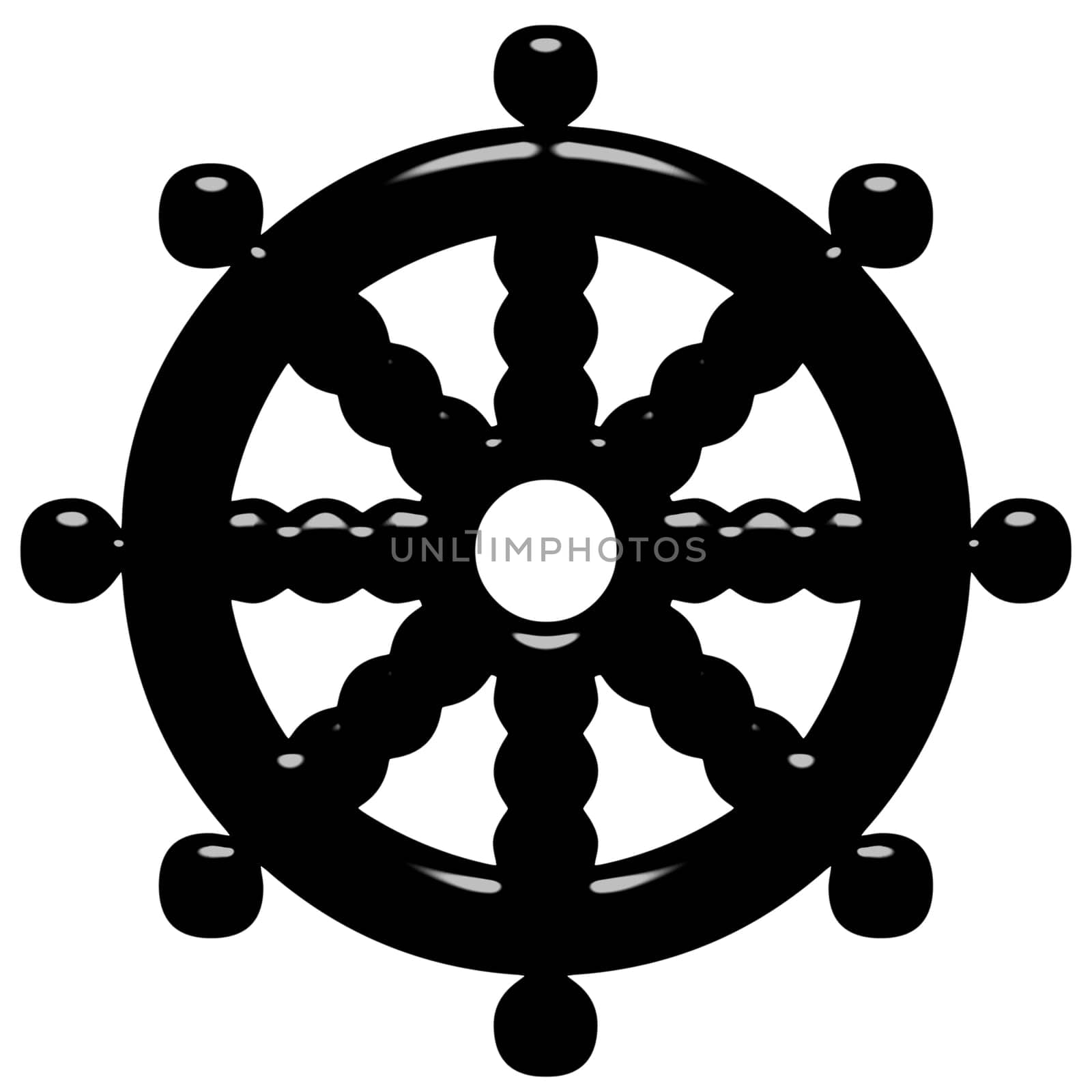 3D Buddhism Symbol Wheel of Dharma