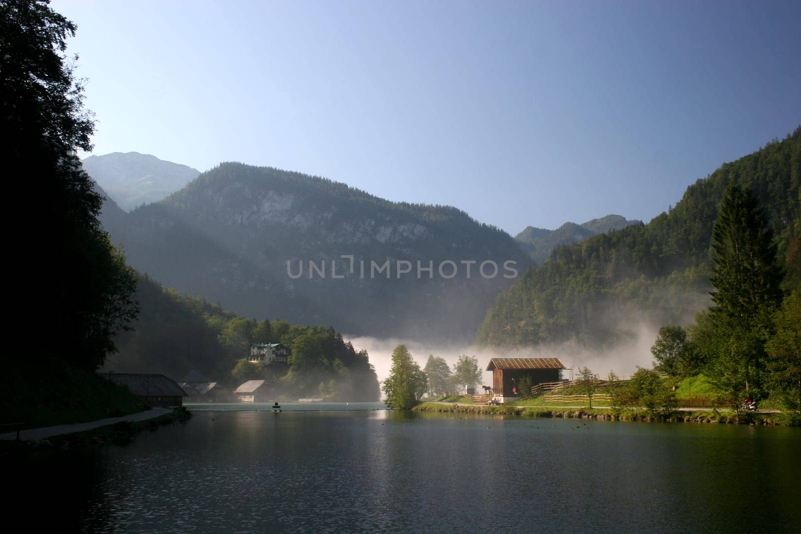 Morning fog at Lake Königssee in Bavaria