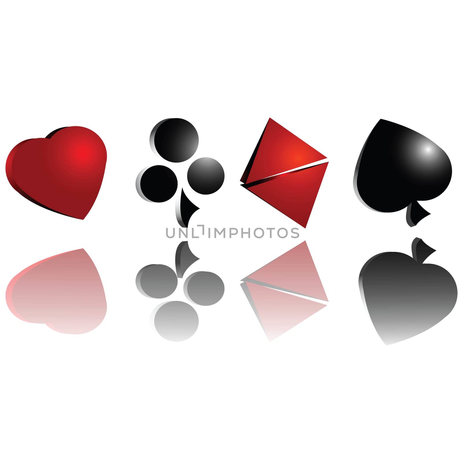 3d gambling cards symbols