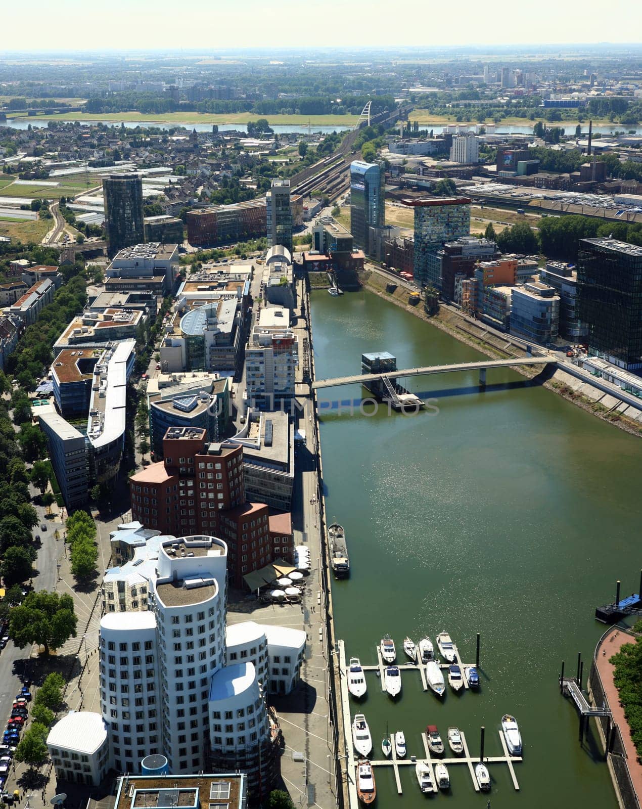 View from the Rhine Tower to the Media Harbour