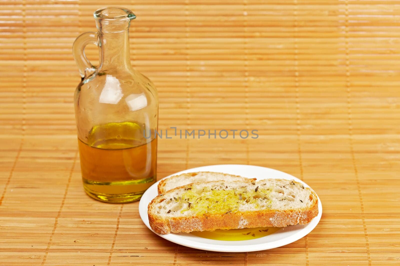Slices of bread with olive oil