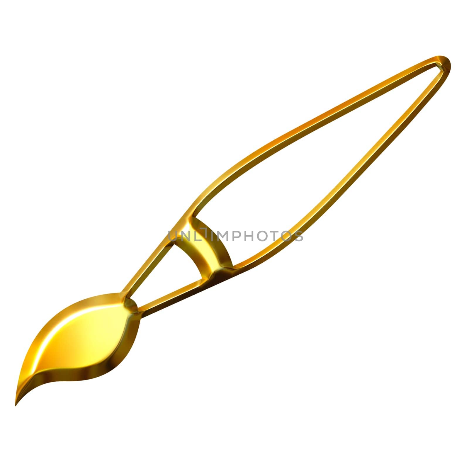 3D Golden Artist Paint Brush