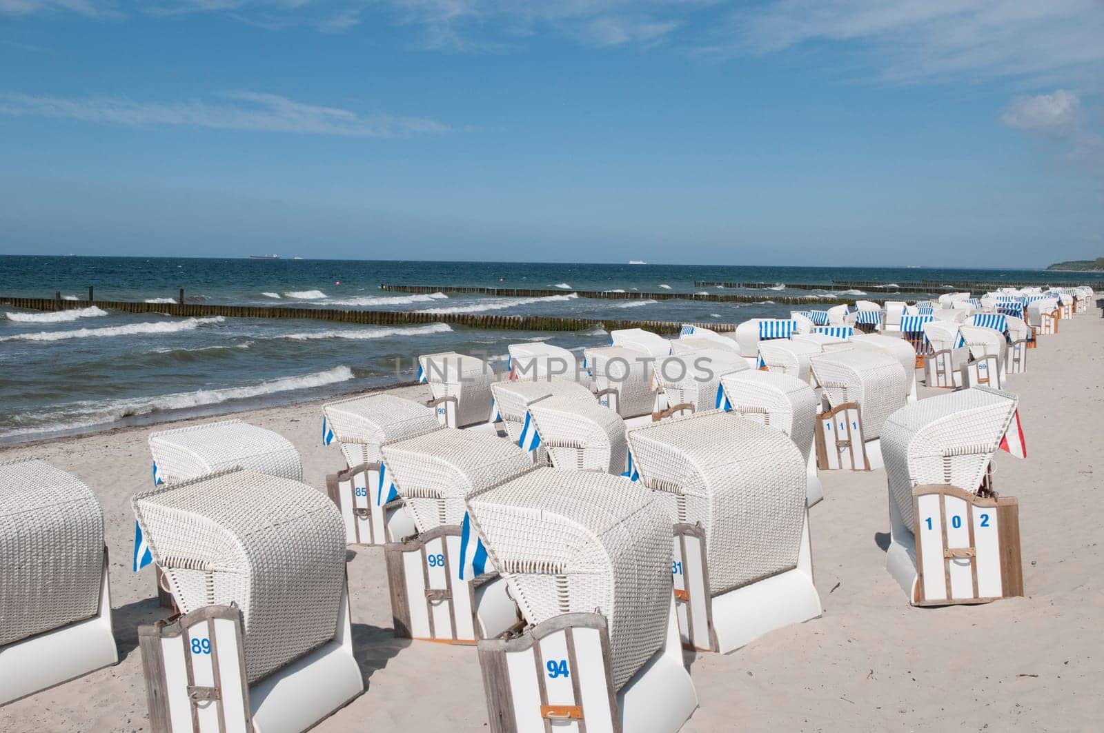 Baltic Sea beach with beach chairs