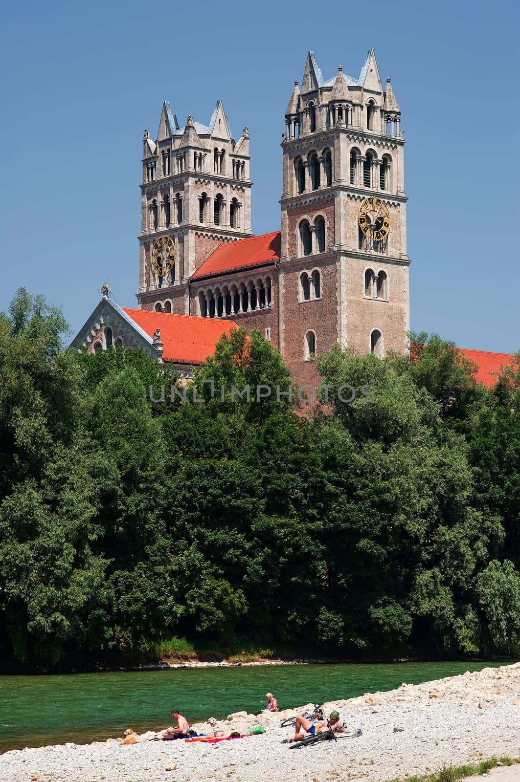 Munich's Maximilian Church with Isar