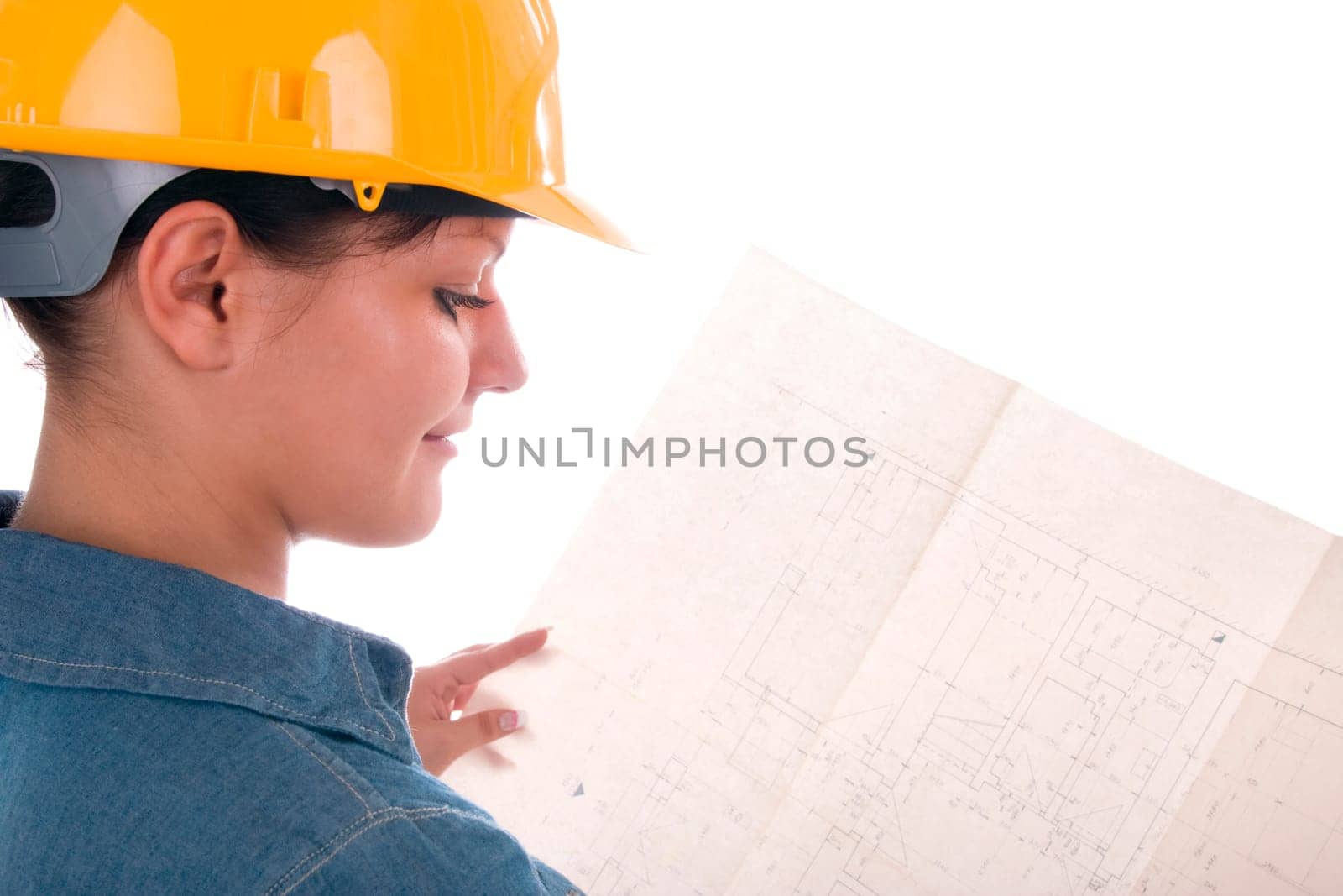 Architect woman with blueprint