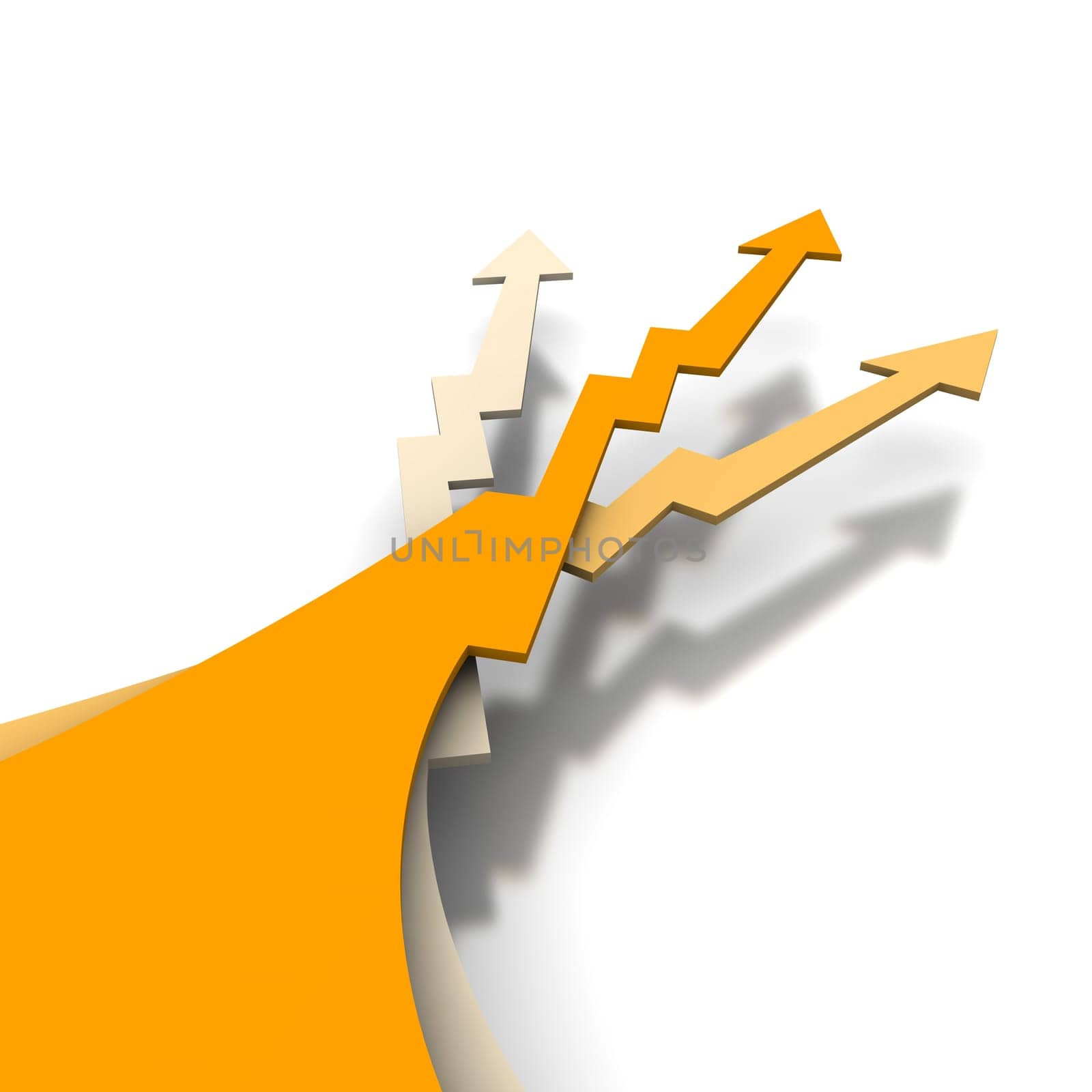 Three orange arrows