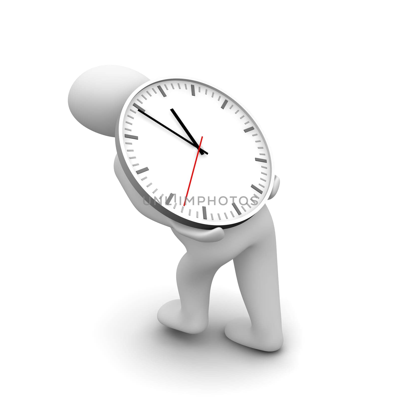 Man carrying heavy clock