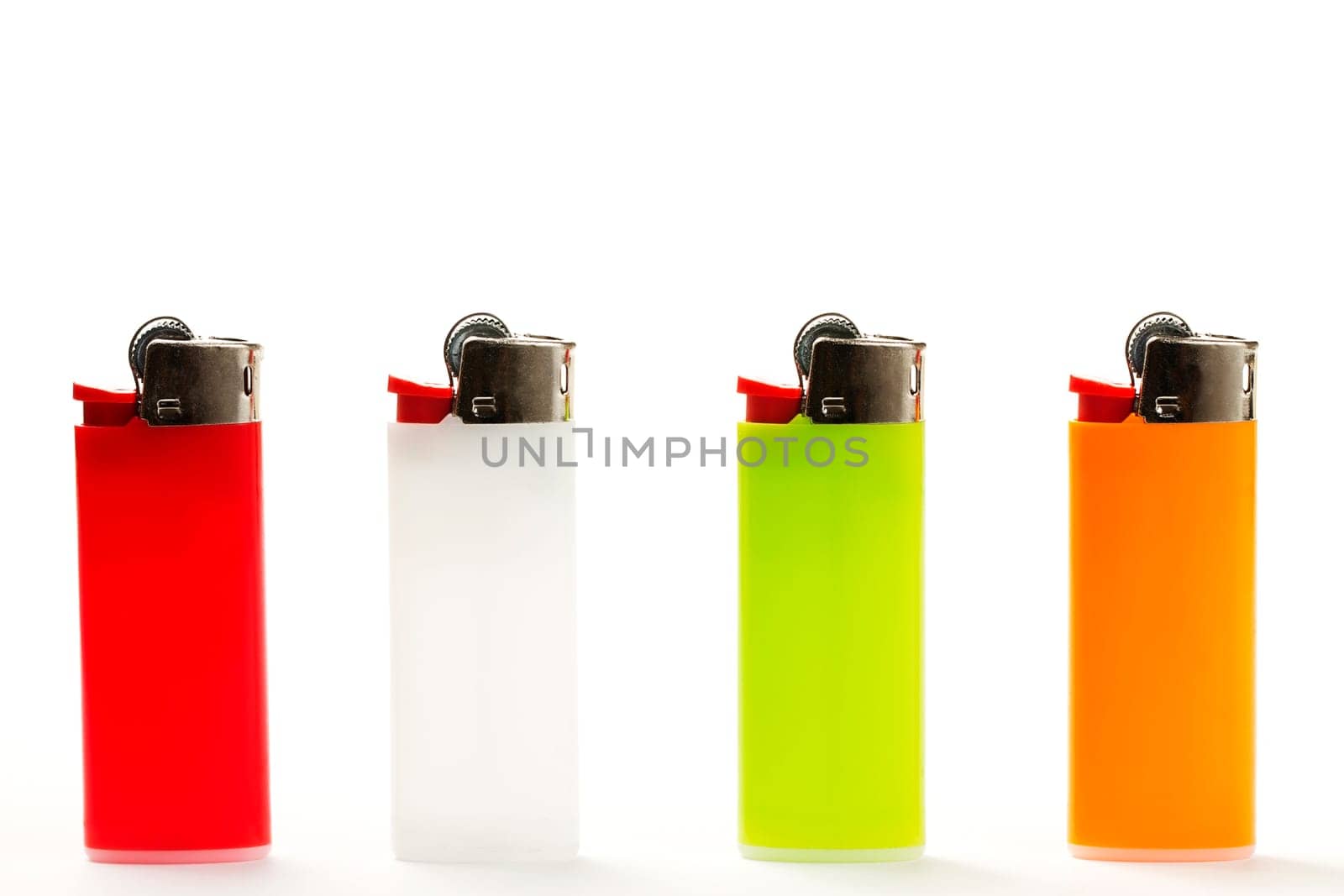 Colorful row of lighters