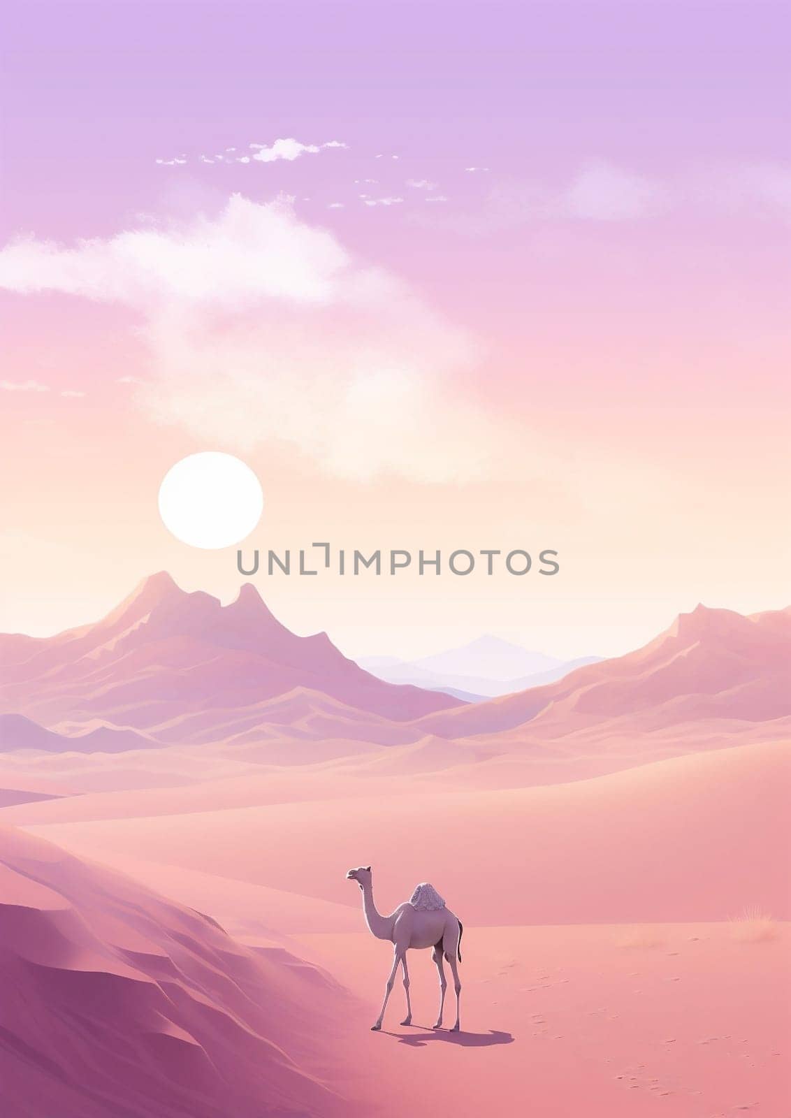 Art sahara mountain egypt desert sunset sand africa camel wild dune landscape sky background illustration travel summer nature