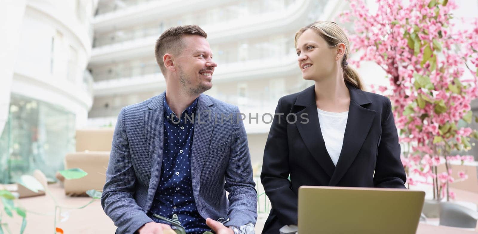 Portrait of businesspeople in suits debate on financial issue, professional coworkers. Success, human resources, data analysis, development, career concept