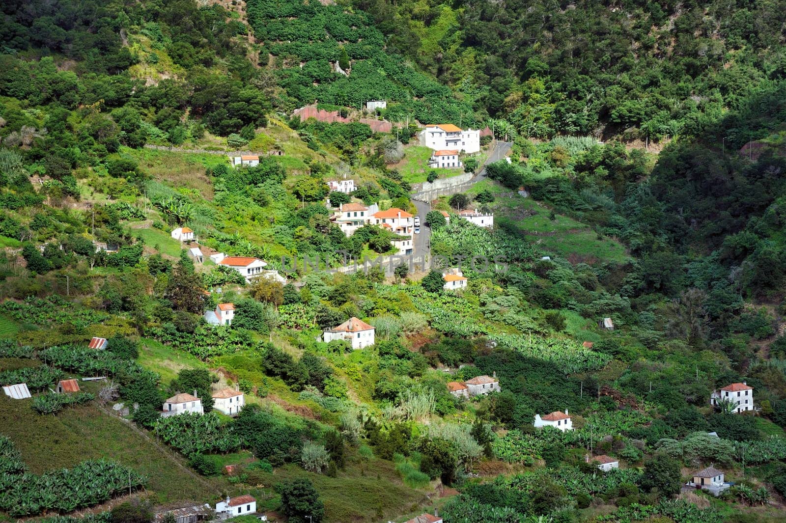 Village on the north coast of Madeira island Portugal