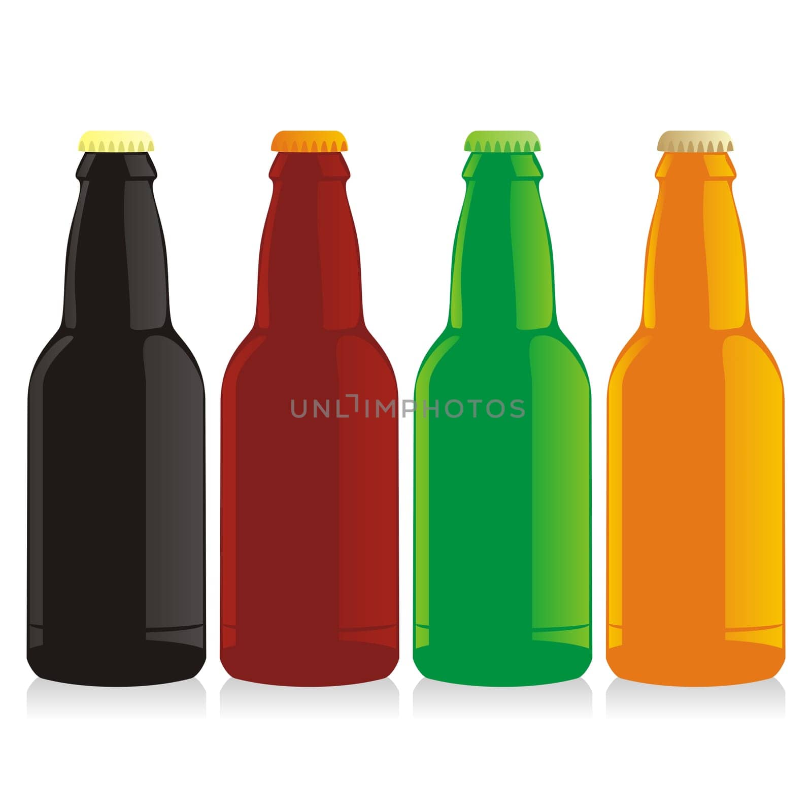 isolated beer bottles set