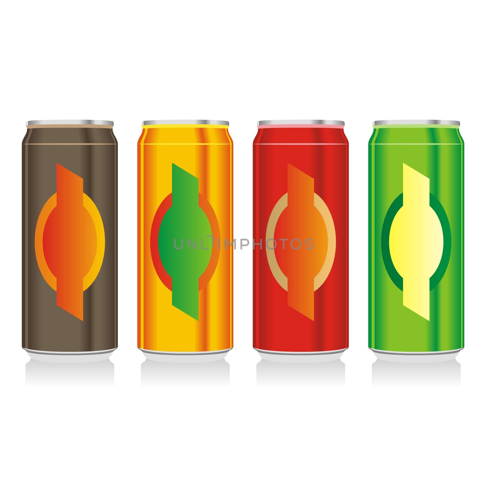 isolated different beer cans