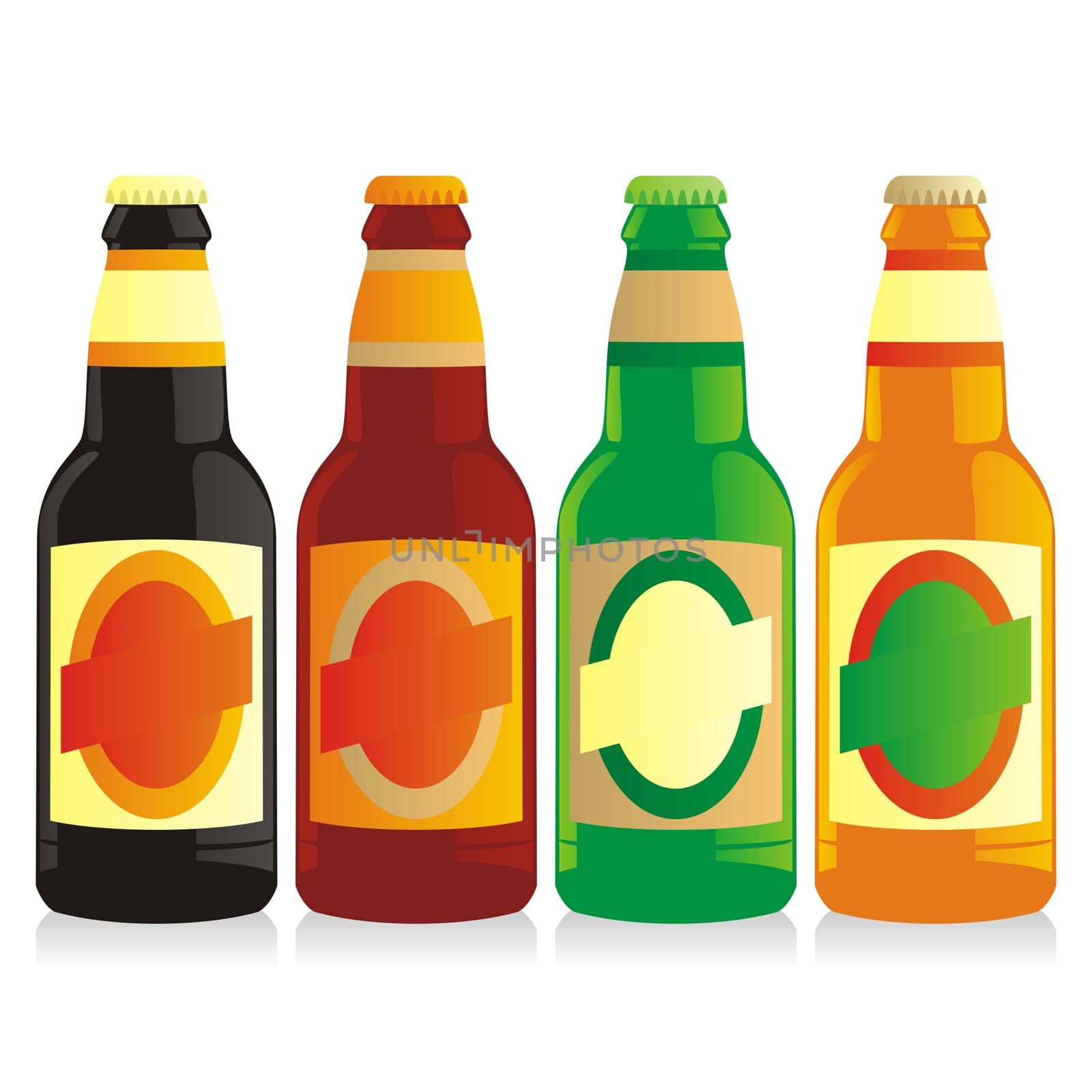 isolated beer bottles set