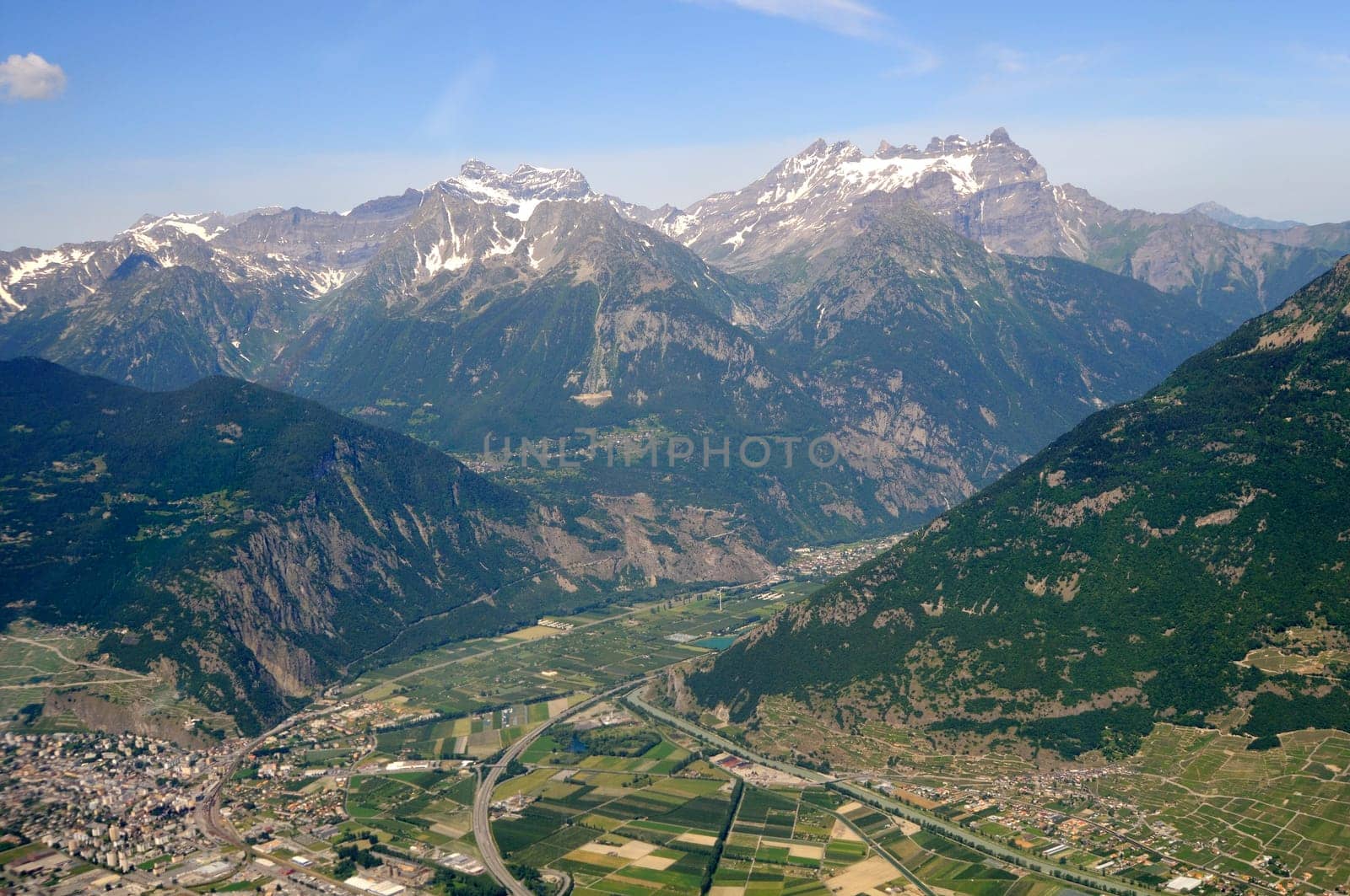 View of the Rohne Valley near Martigny,Switzerland