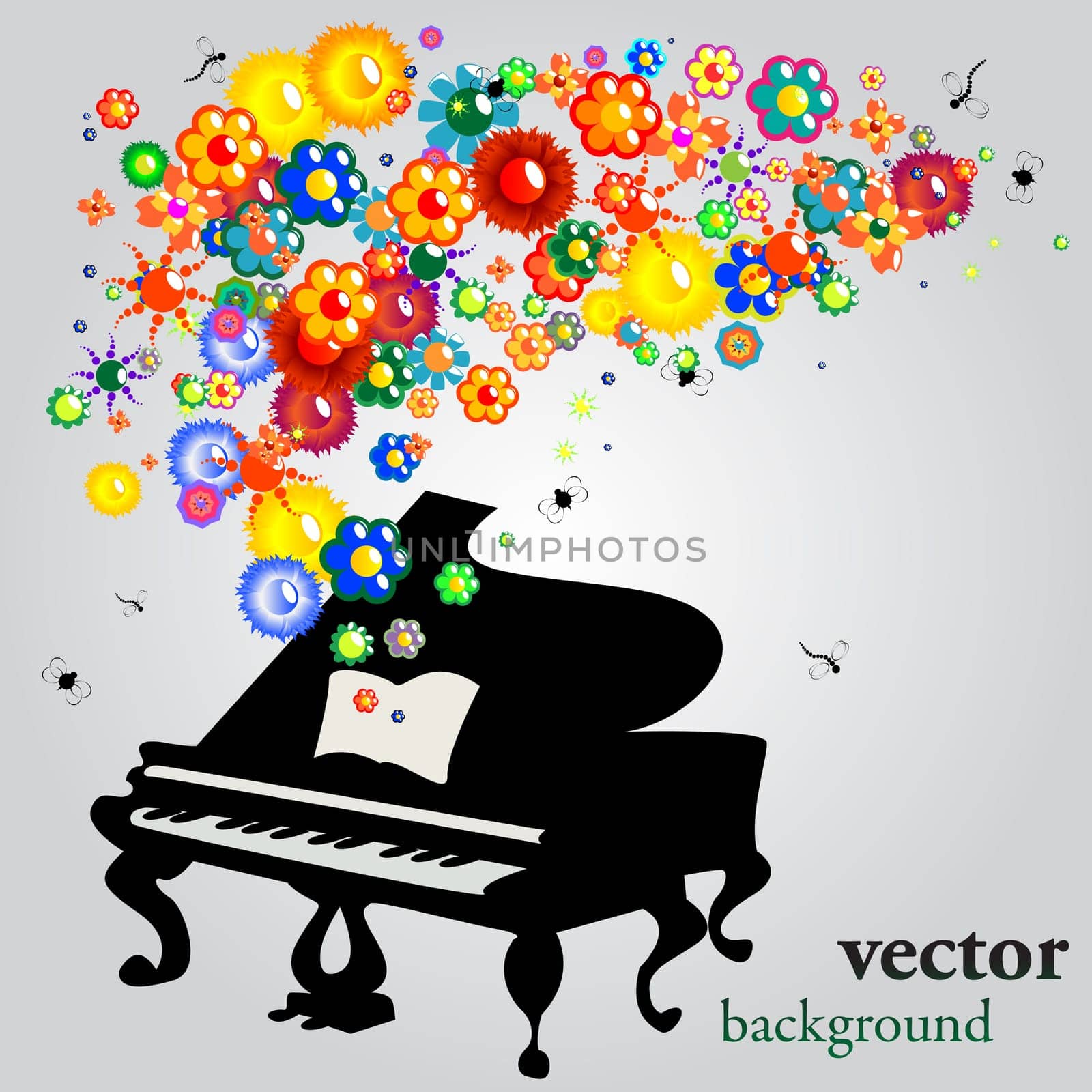 The sound of flowers, abstract vector background