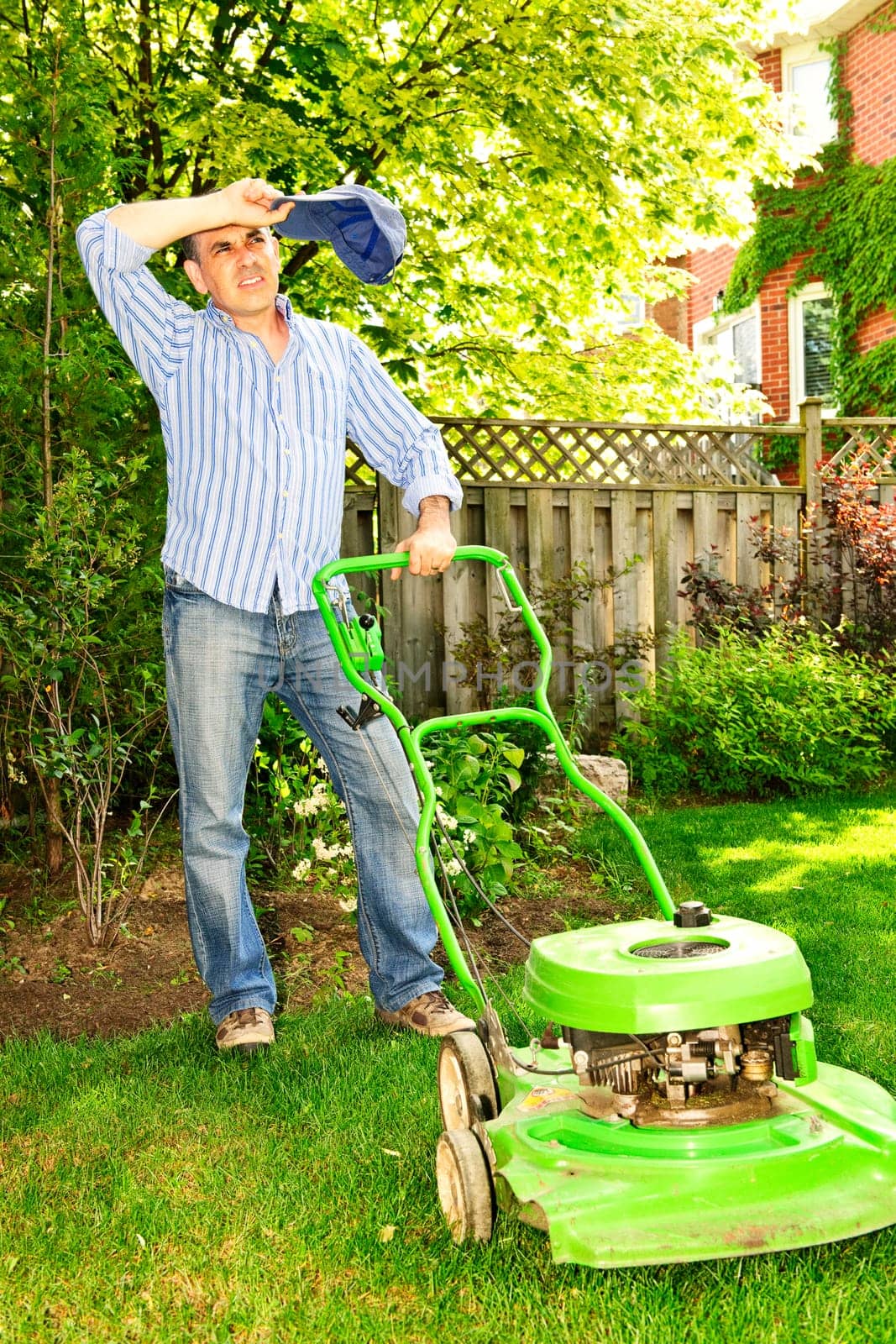 Man mowing lawn