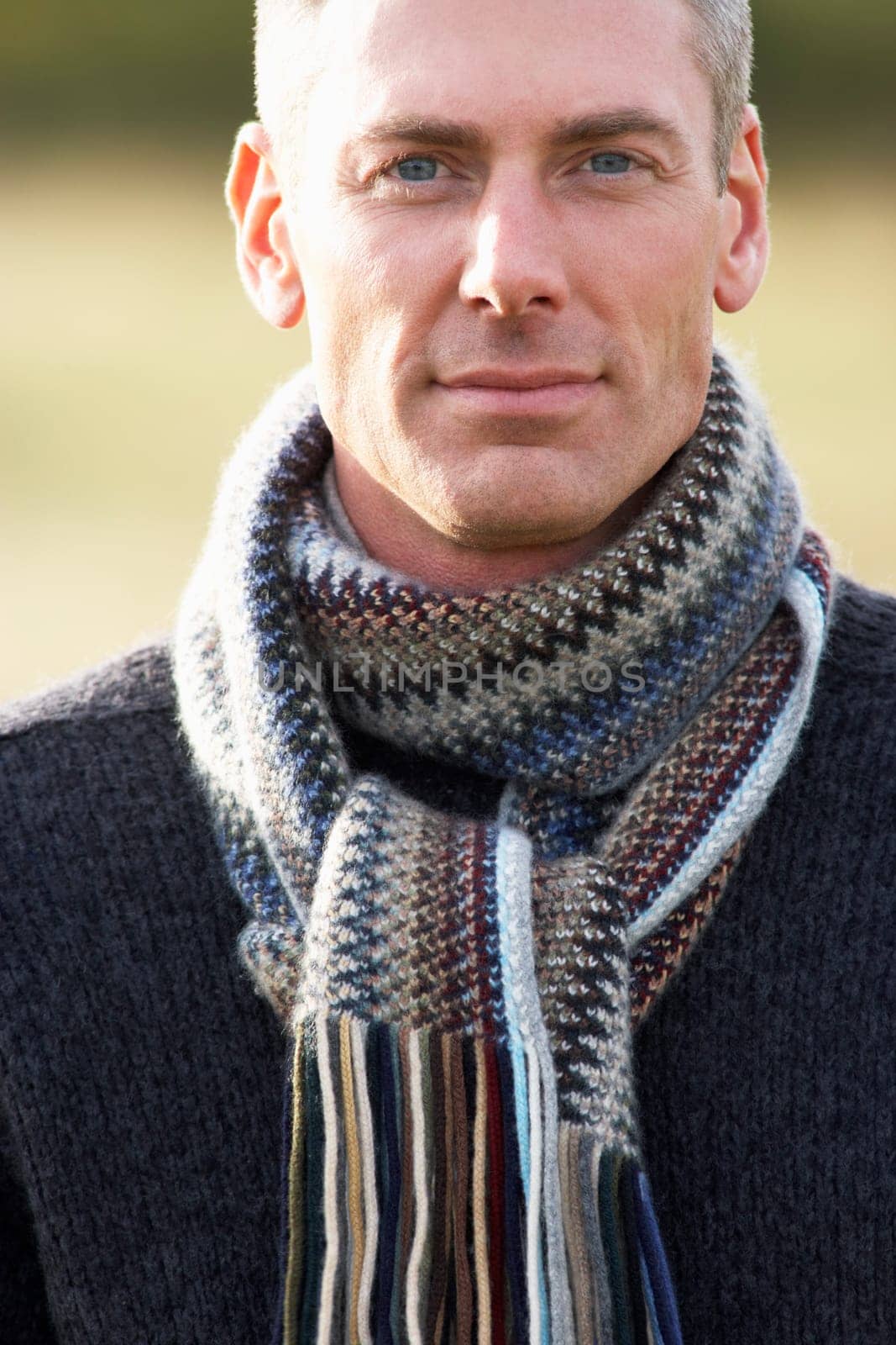 Close Up Of Man Outdoors Walking In Autumn Landscape